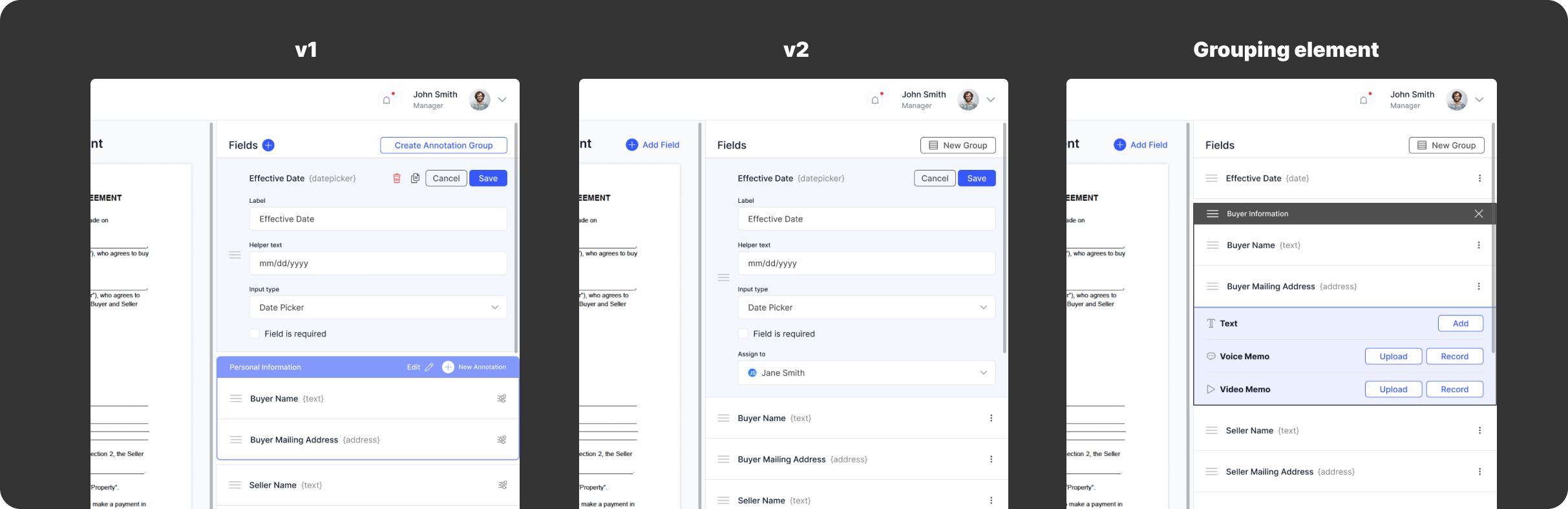 BaseStation field creation interface