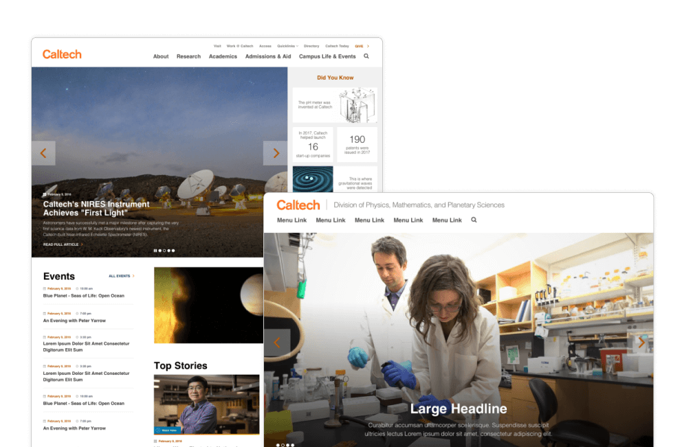 Caltech main site website redesign