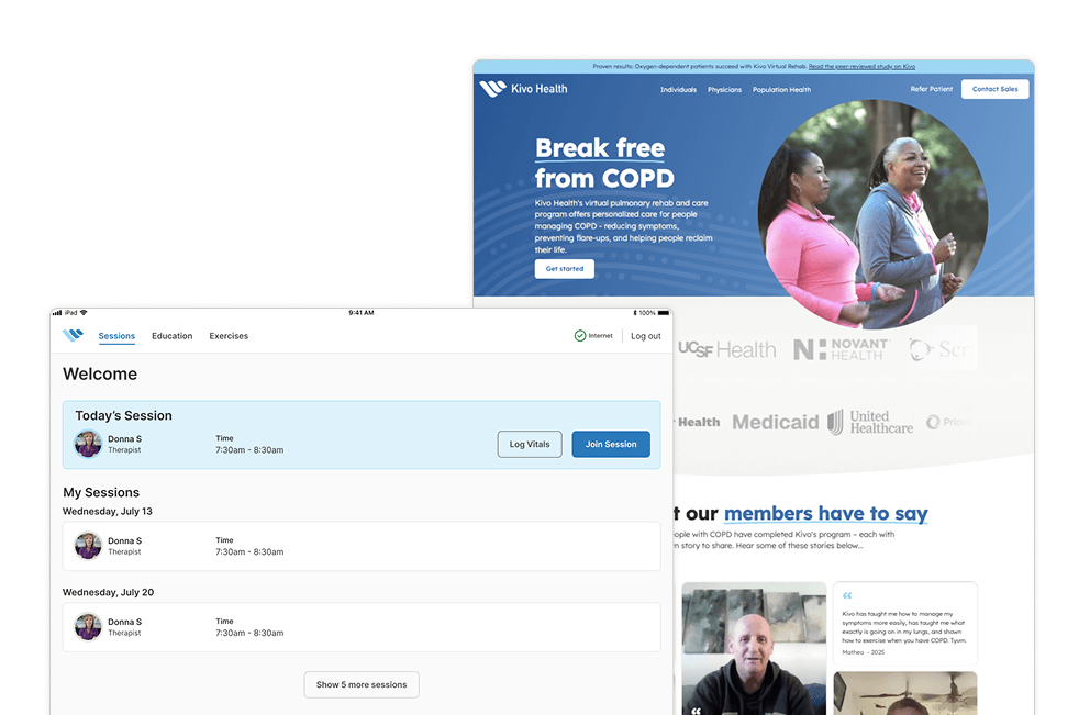 Kivo Health iOS app and website