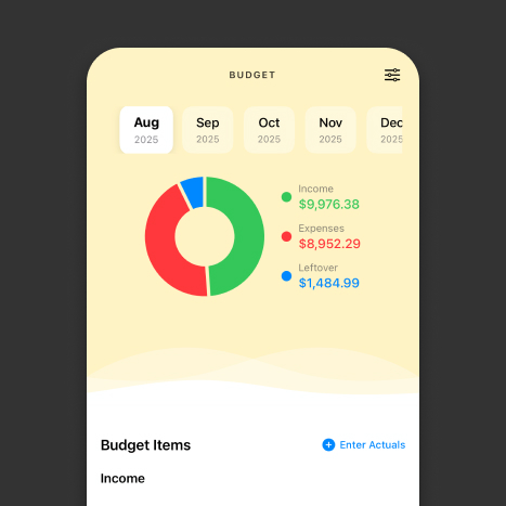 Net worth view with soft blue wave gradient and calming visual design