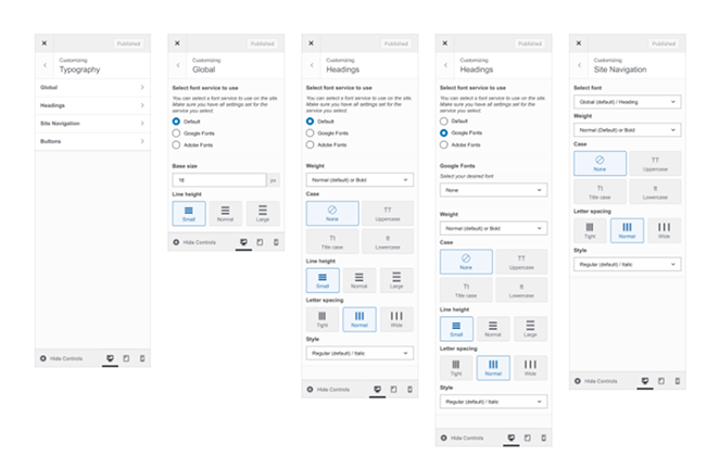 Side Websites grid view